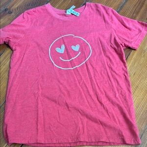 Bella Canvas Red Short Sleeve Tee with Heart-Eyed Smiley